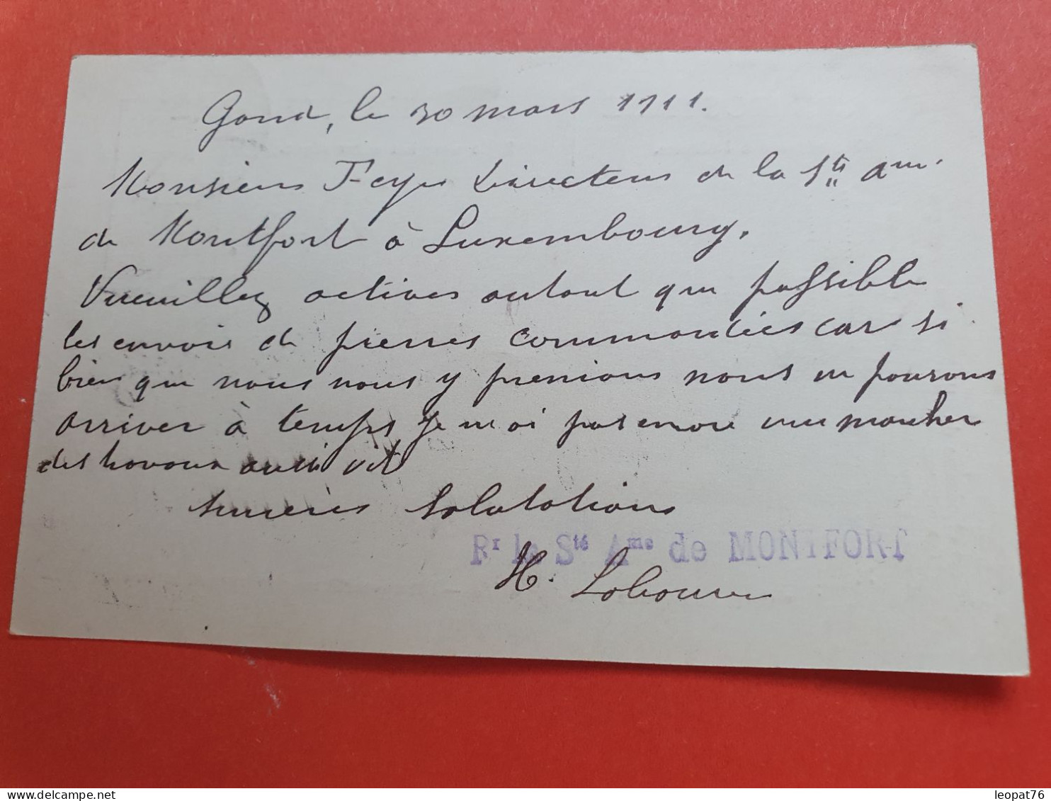 Belgique - Entier Postal De Gand Pour Le Luxembourg En 1911 - Réf 1047 - Briefkaarten 1909-1934