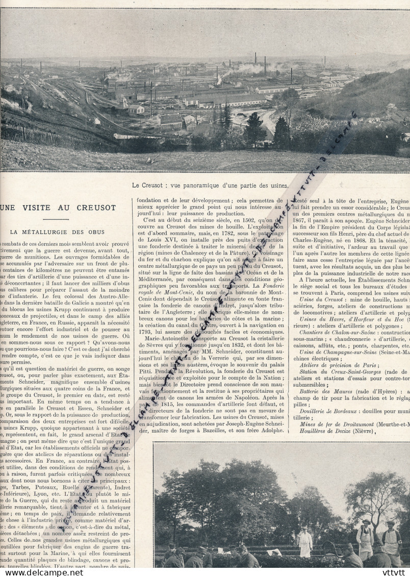 Document (1915), LE CREUSOT, La Métallurgie Des Obus, Usines, Parc De La Verrerie, Laminage, Tréfilage, Guerre 14-18 - Collections