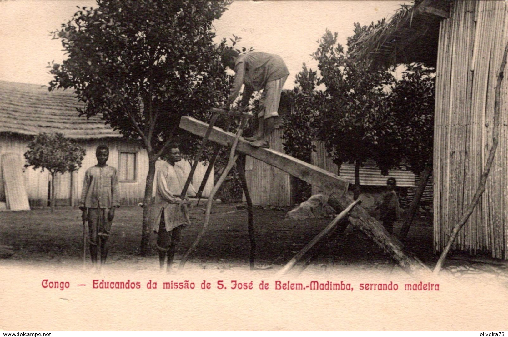 ANGOLA - CONGO - Educandos Da Missão De S. José De Belem - Mandimba, Serrando Madeira - Angola