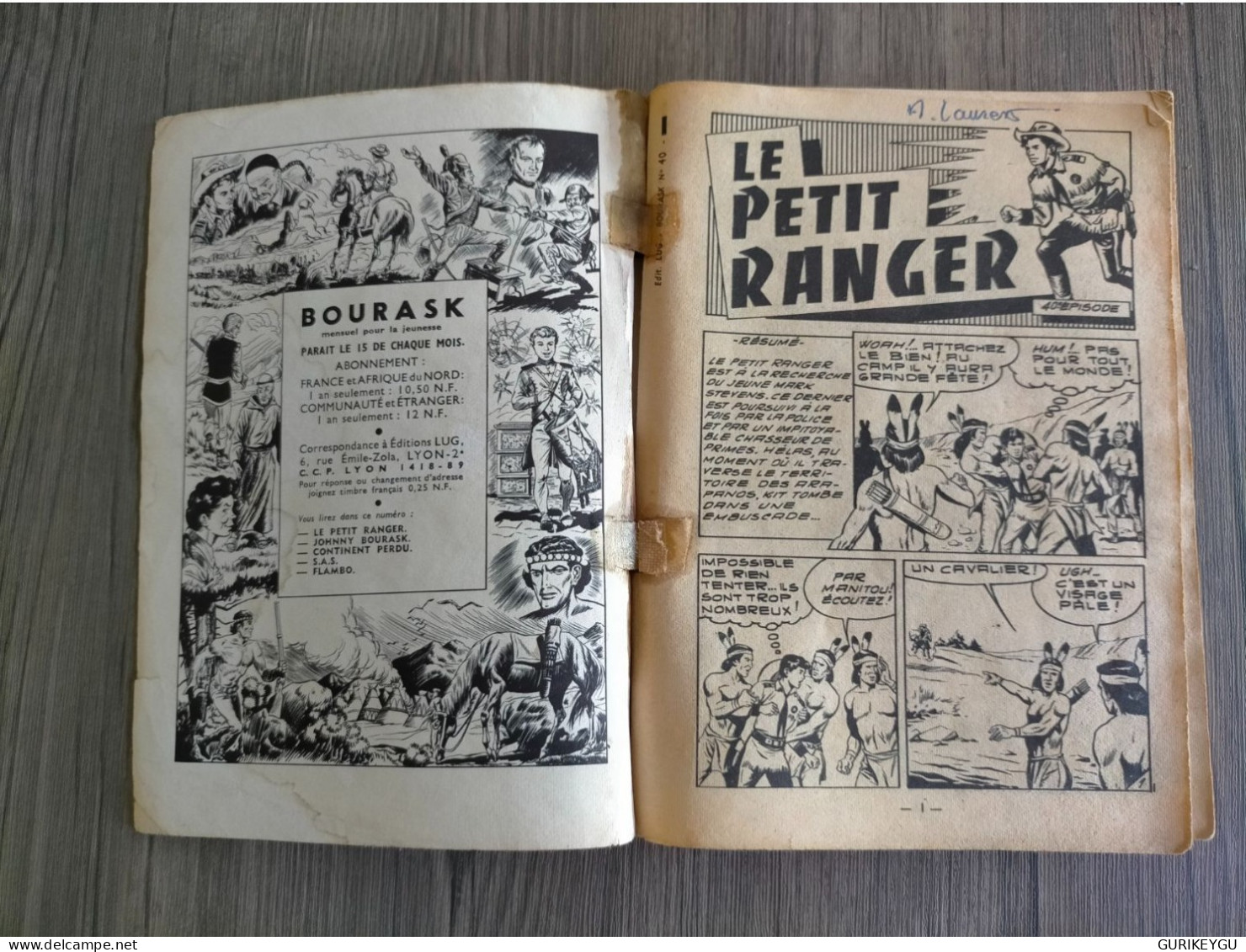 Bd Johnny  BOURASK  N° 40 LUG  Le Petit Ranger  FLAMBO  S.A.S 15/10/1962  DE LA 1er Série - Lug & Semic