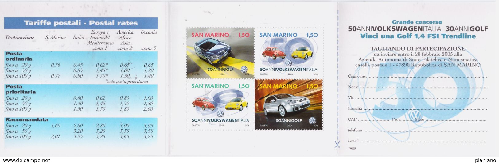 PIA- S.  MARINO - 2004 : "Le Grandi Industrie Automobilistiche" - VOLKSWAGEN - (SAS L 7) - Carnets