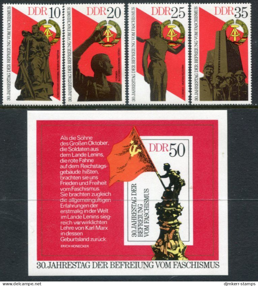 DDR / E. GERMANY 1975 Liberation Anniversary MNH / ** .  Michel 2038-41 + Block 42 - Unused Stamps