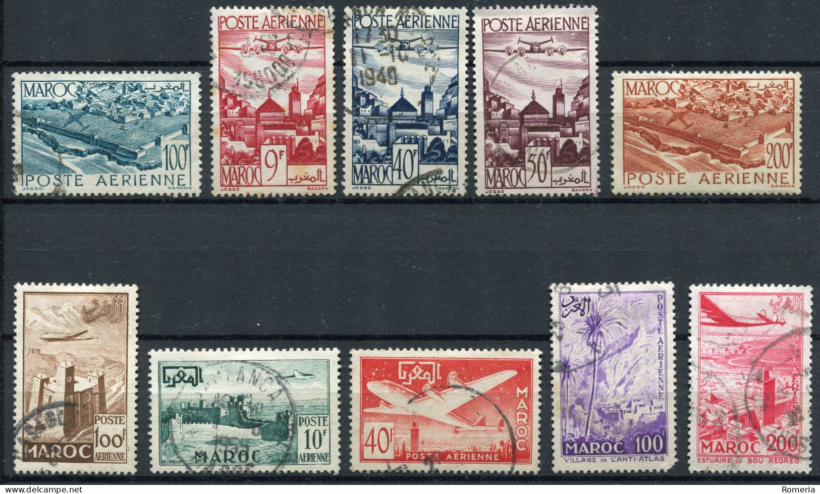 Maroc - 1922 -> 1955 - Lot Poste Aérienne Oblitérés - Nºs Dans Description - Poste Aérienne