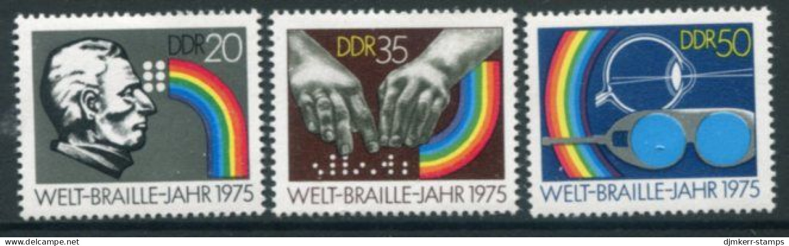DDR / E. GERMANY 1975 World Braille Year MNH / **.  Michel 2090-92 - Unused Stamps