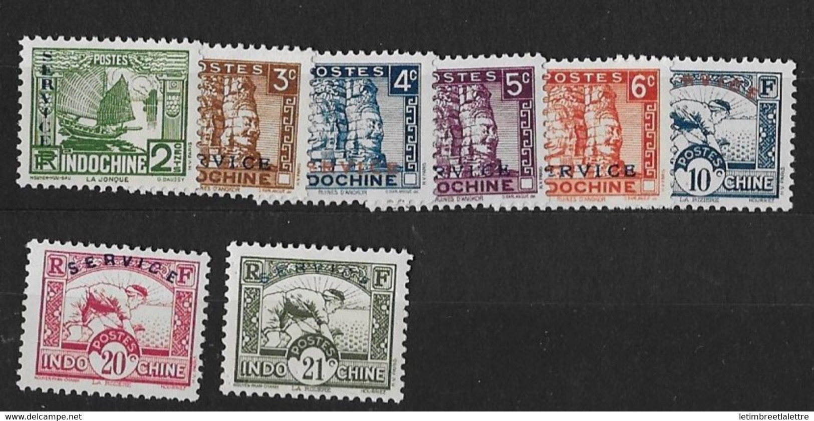 Indochine - Service - YT N° 2 à 10 ** Sans Le N° 8  - Neuf Sans Charnière - Unused Stamps