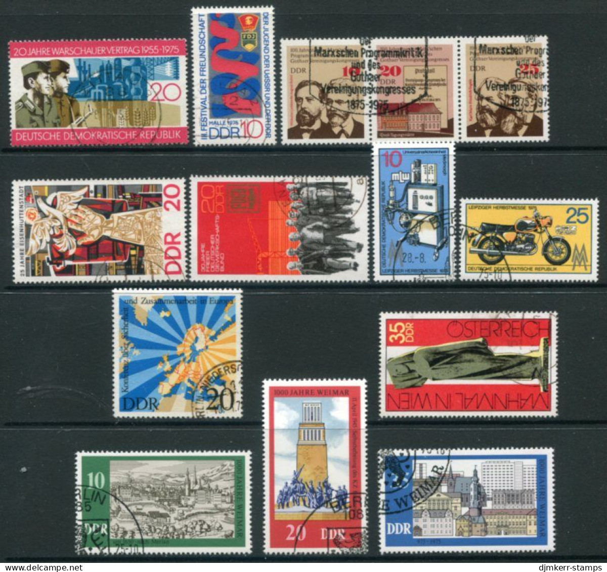 DDR / E. GERMANY 1975 Nine Commemorative Issues Used - Oblitérés