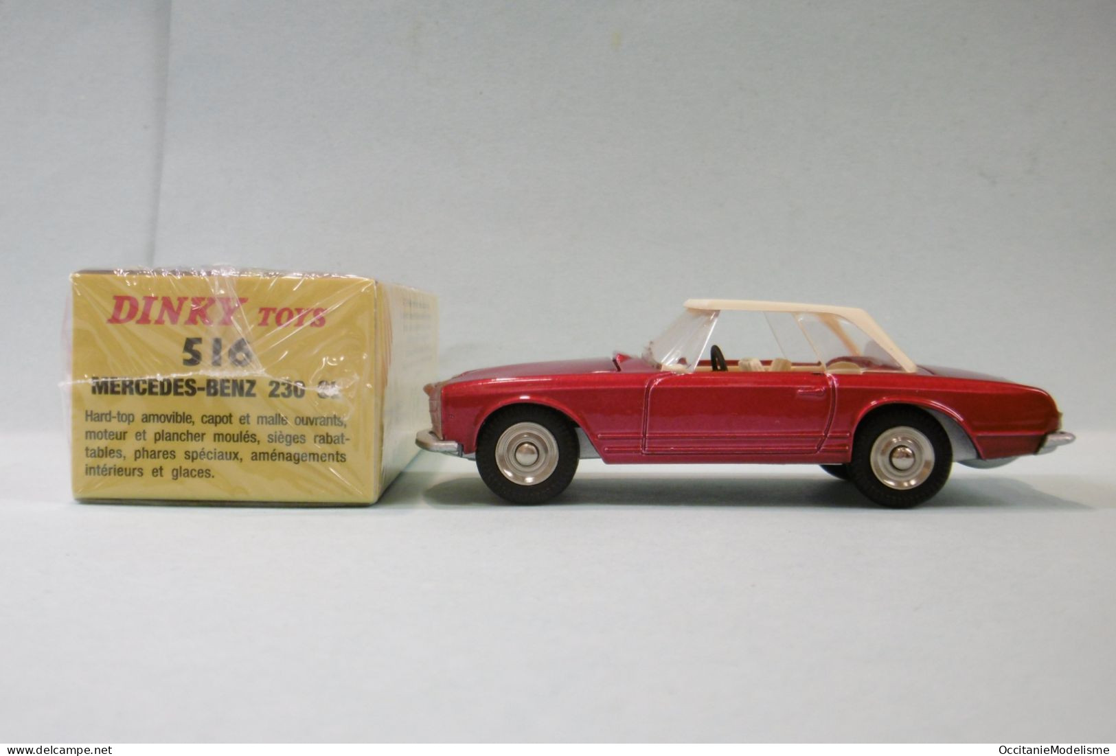 Dinky Toys / Atlas - MERCEDES BENZ 230 SL Cabriolet Rouge Métallisé Réf. 516 Neuf BO 1/43 - Dinky