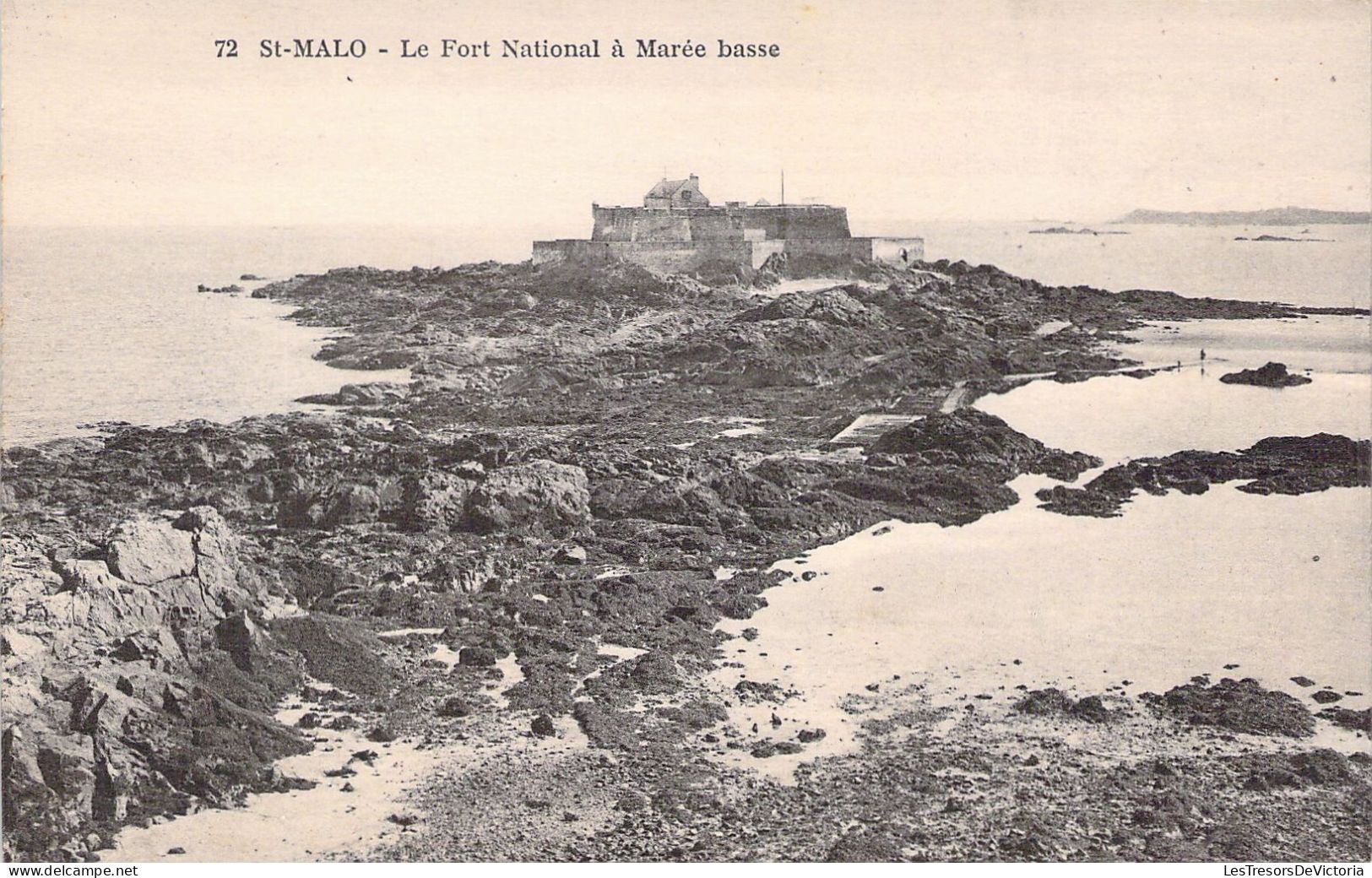 FRANCE - 35 - SAINT MALO - Le Fort National à Marée Basse - Carte Postale Ancienne - Saint Malo