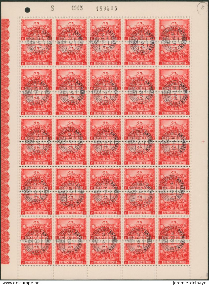 Au Profit Des Postiers Sinistrés (1945) - N°699/700 En Feuille De 100 Plié En Deux, Oblitéré "Antwerpen / Exposition" - 1931-1950