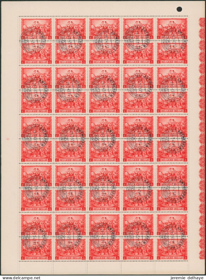 Au Profit Des Postiers Sinistrés (1945) - N°699/700 En Feuille De 100 Plié En Deux, Oblitéré "Antwerpen / Exposition" - 1931-1950