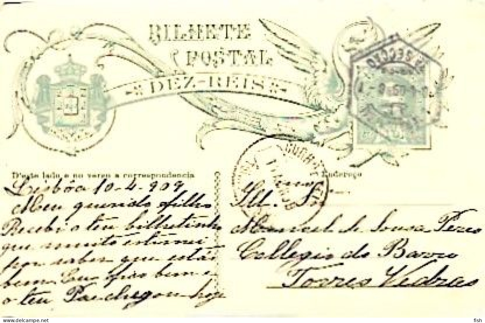 Portugal & Bilhete Postal, Lisboa A Torres Vedras 1909 (97979) - Lettres & Documents
