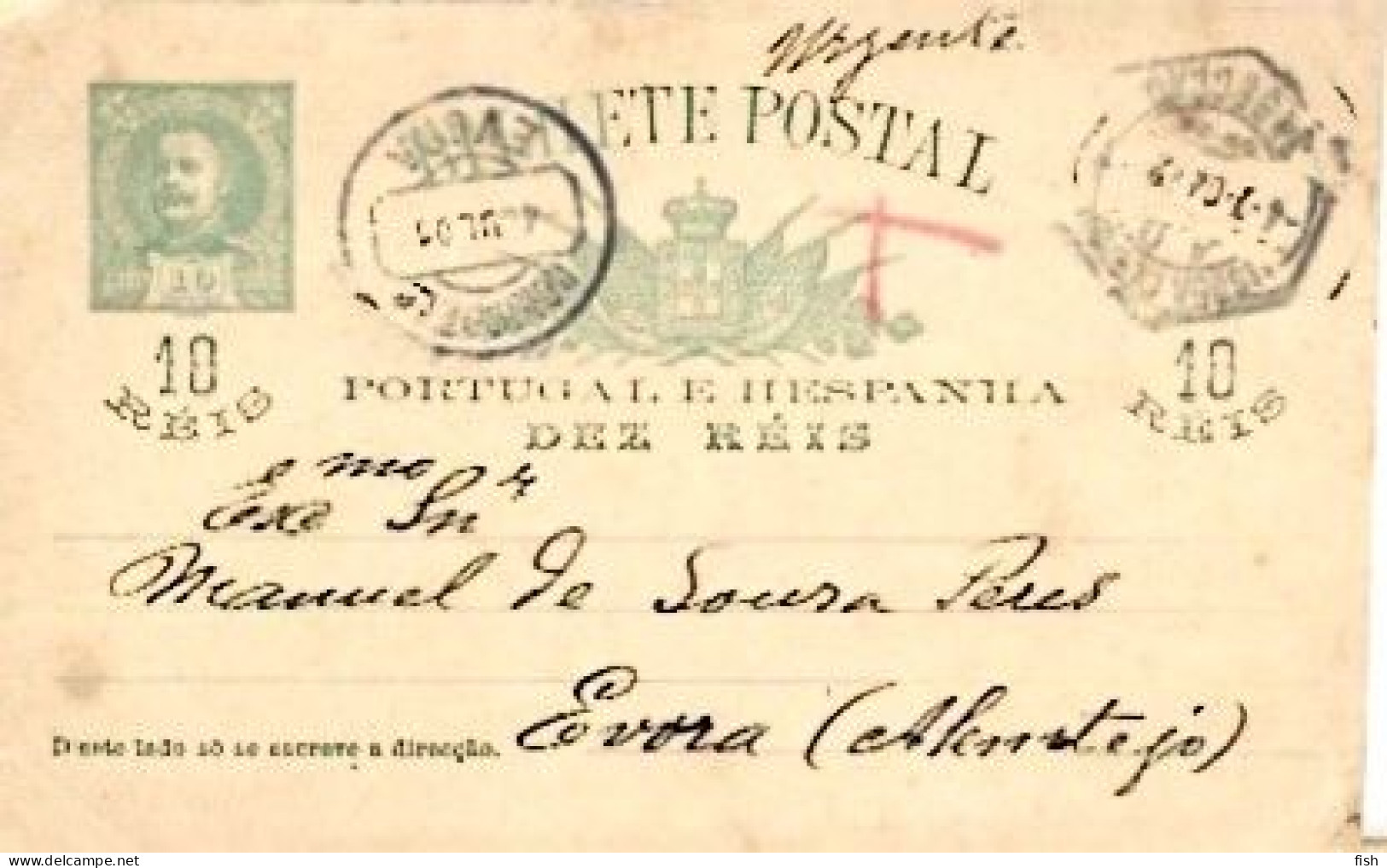 Portugal & Bilhete Postal, Lisboa A Évora 1904 (7999) - Briefe U. Dokumente