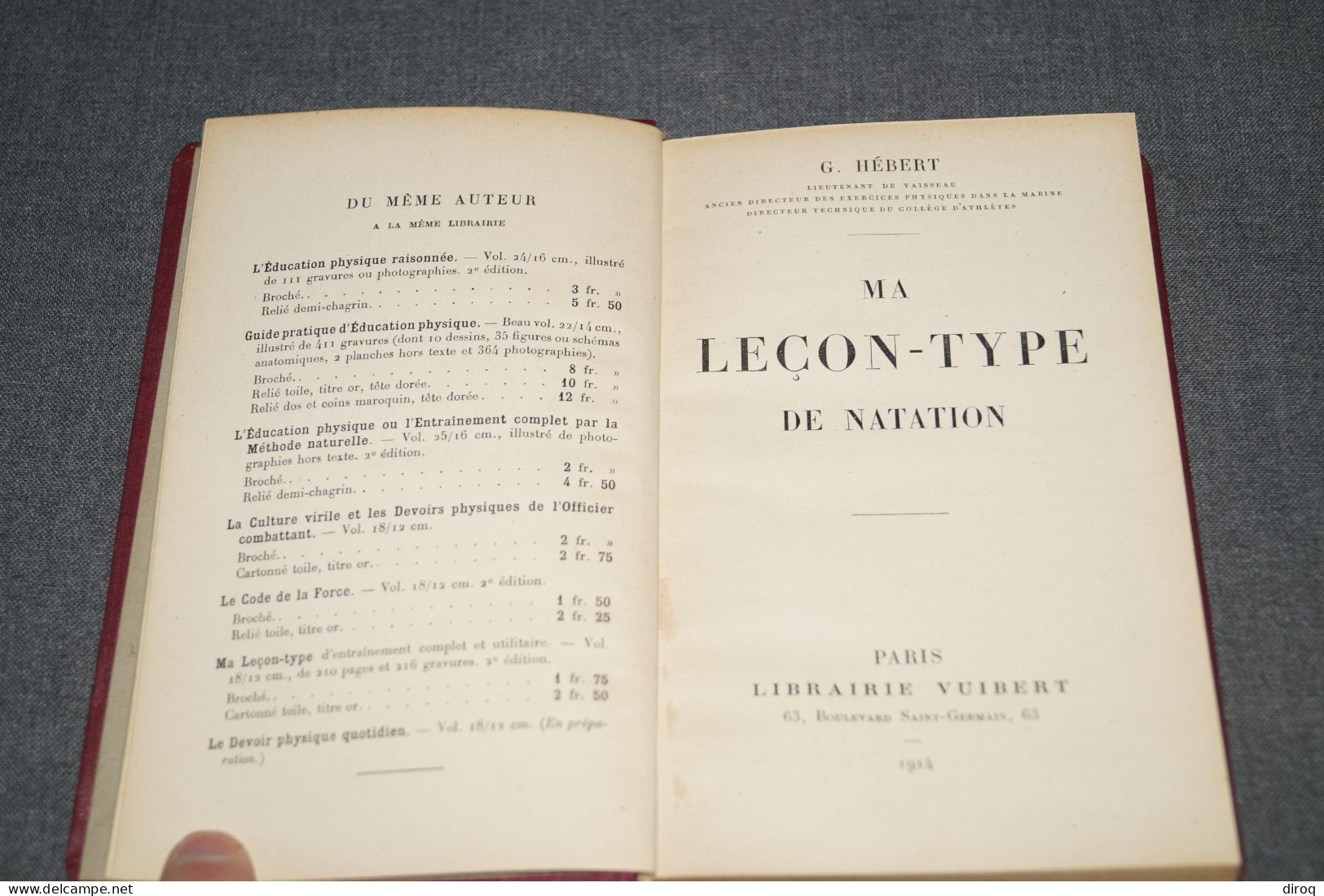 Natation,1914,ma Leçon Type,G.Hébert,154 Pages,ancien,complet,18 Cm. Sur 11,5 Cm. - Natación