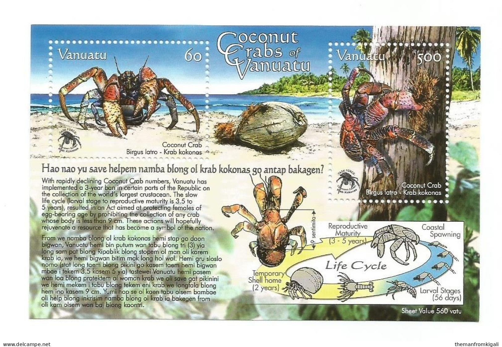 Vanuatu 2008 Coconut Crabs - Vanuatu (1980-...)