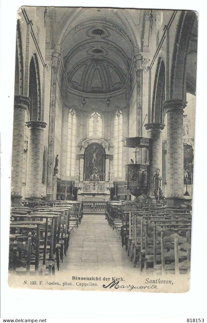 Zandhoven   Santhoven  Binnenzicht Der Kerk 1904  F Hoelen Phot N.122 - Zandhoven
