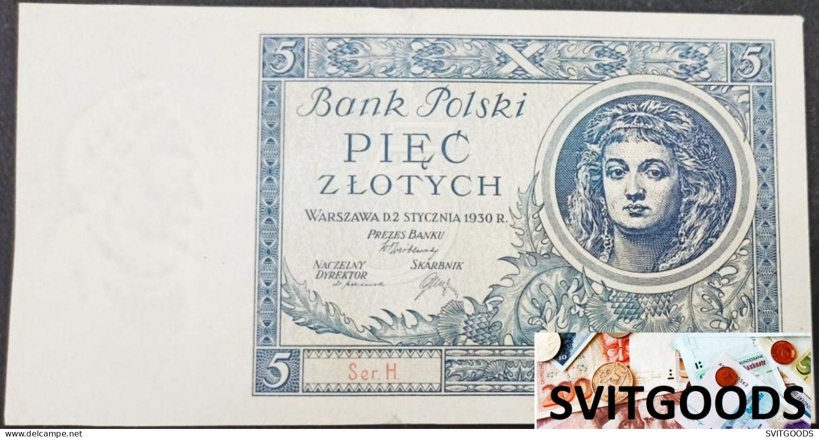 M Poland Poland 5 Zlotys 1930, Single Letter Series Ser H 4891874, Not Common - Polonia