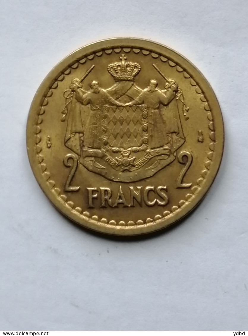MONACO  =  PIECE DE MONNAIE DE 2 FRANCS  DE 1945 - 1922-1949 Louis II