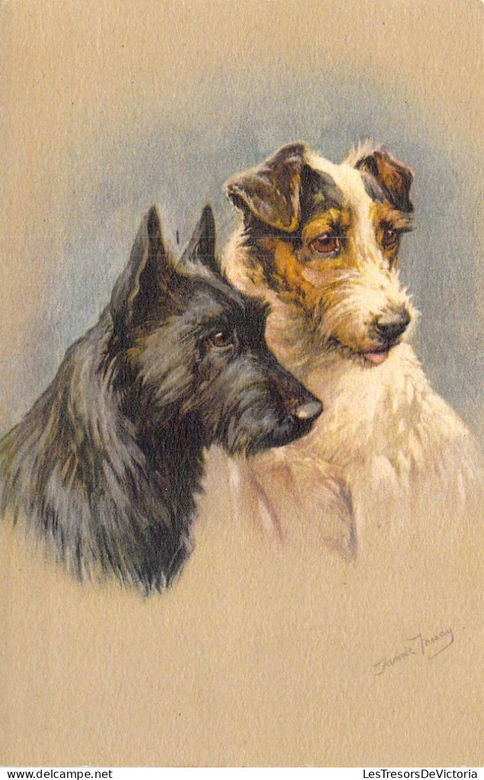 CHIENS - Illustration Jannie Moady ? - Carte Postale Ancienne - Chiens