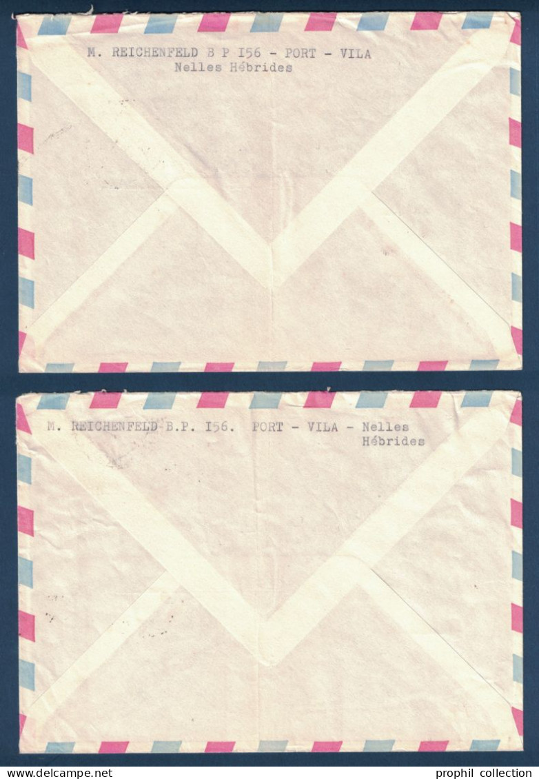 LOT De 2 LETTRES Avec TIMBRE NOEL 1972 (LÉGENDE FRANÇAISE & ANGLAISE) De PORT VILA NOUVELLES HÉBRIDES Pour LA FRANCE - Cartas & Documentos