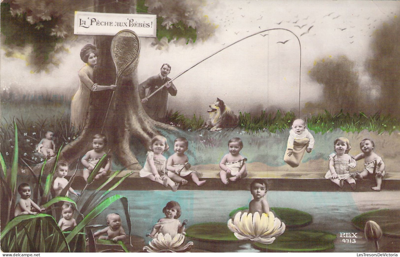 FANTAISIE - Bébés - La Pêche Aux Bébés - Carte Postale Ancienne - Bébés