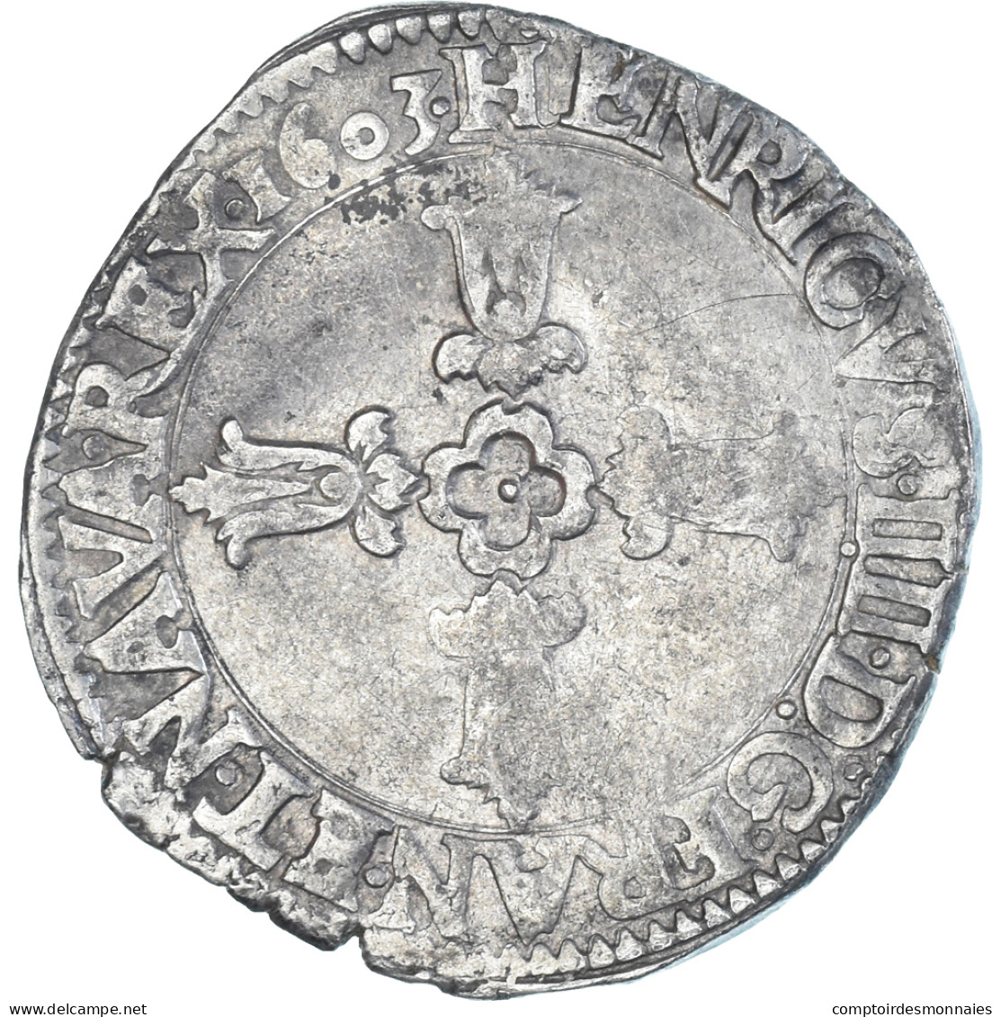 Monnaie, France, Henri IV, 1/4 Ecu, 1603, Bordeaux, TB+, Argent, Gadoury:597 - 1589-1610 Henri IV Le Vert-Galant