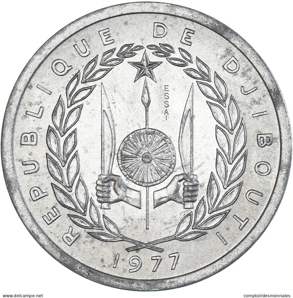 Monnaie, Djibouti, 2 Francs, 1977, Monnaie De Paris, ESSAI, FDC, Aluminium - Gibuti