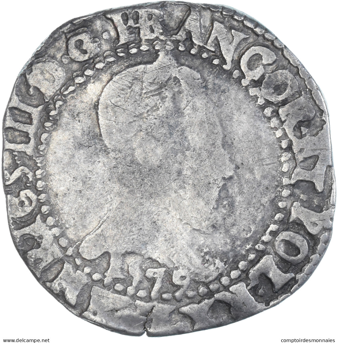 Monnaie, France, Henri III, Franc Au Col Plat, 1579, Bayonne, TB, Argent - 1574-1589 Hendrik III