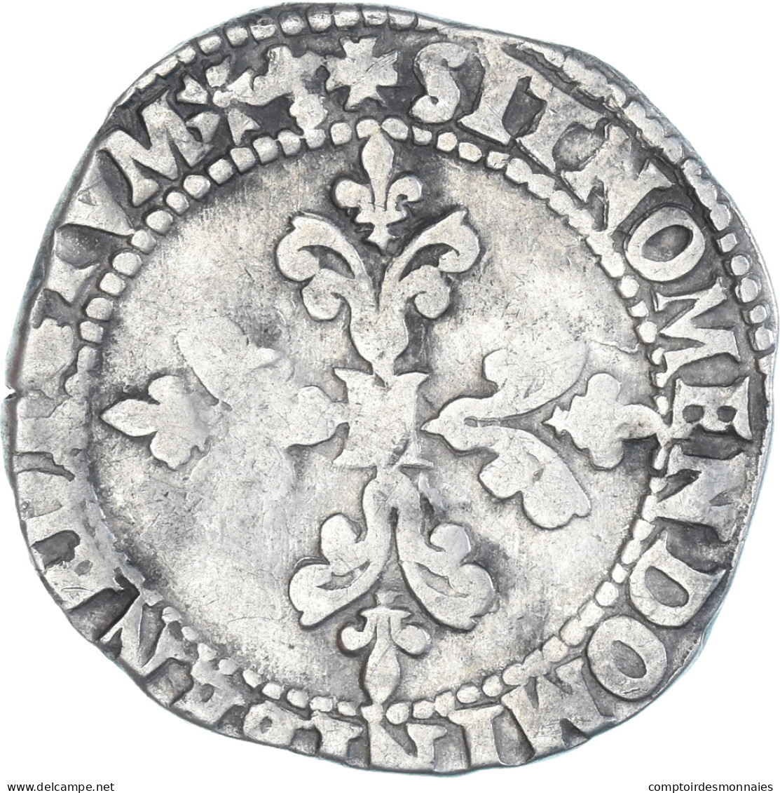 Monnaie, France, Henri III, Franc Au Col Plat, 1579, Bayonne, TB, Argent - 1574-1589 Enrique III