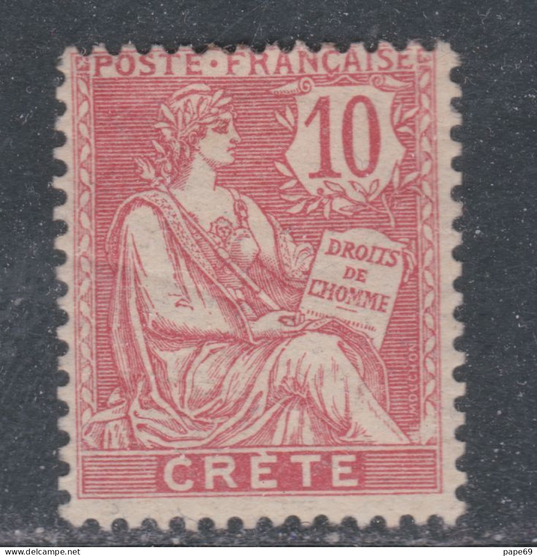 Crète N° 6 X Type Mouchon : 10 C. Rose, Trace De Charnière Sinon TB - Unused Stamps