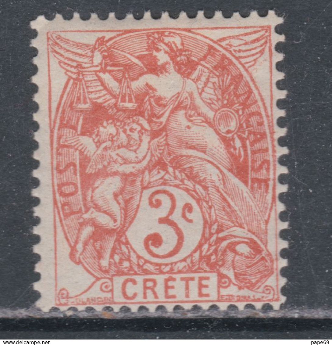 Crète N° 3 X Type Blanc : 3 C. Orange, Trace De Charnière Sinon TB - Unused Stamps