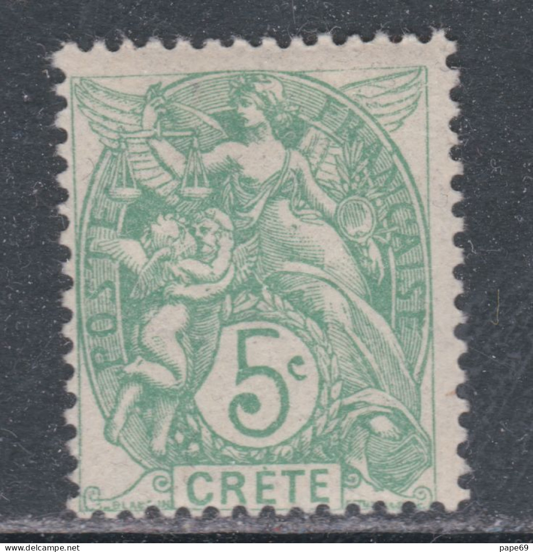 Crète N° 5 X Type Blanc : 5 C. Vert, Trace De Charnière Sinon TB - Unused Stamps