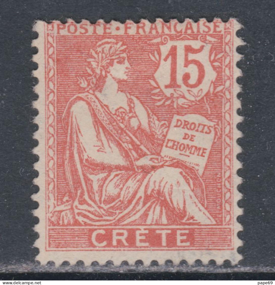 Crète N° 7 (.) Type Mouchon: 15 C. Vermillon, Neuf Sans Gomme Sinon TB - Neufs