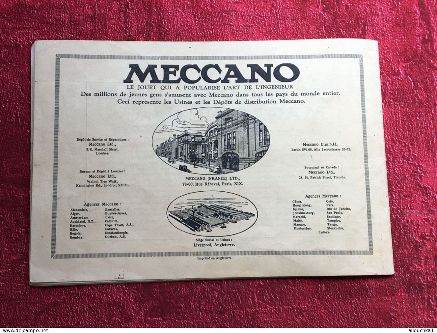 MECCANO Catalogue livre revue Jouets anciens Meccano Catalog book review Old toys Meccano