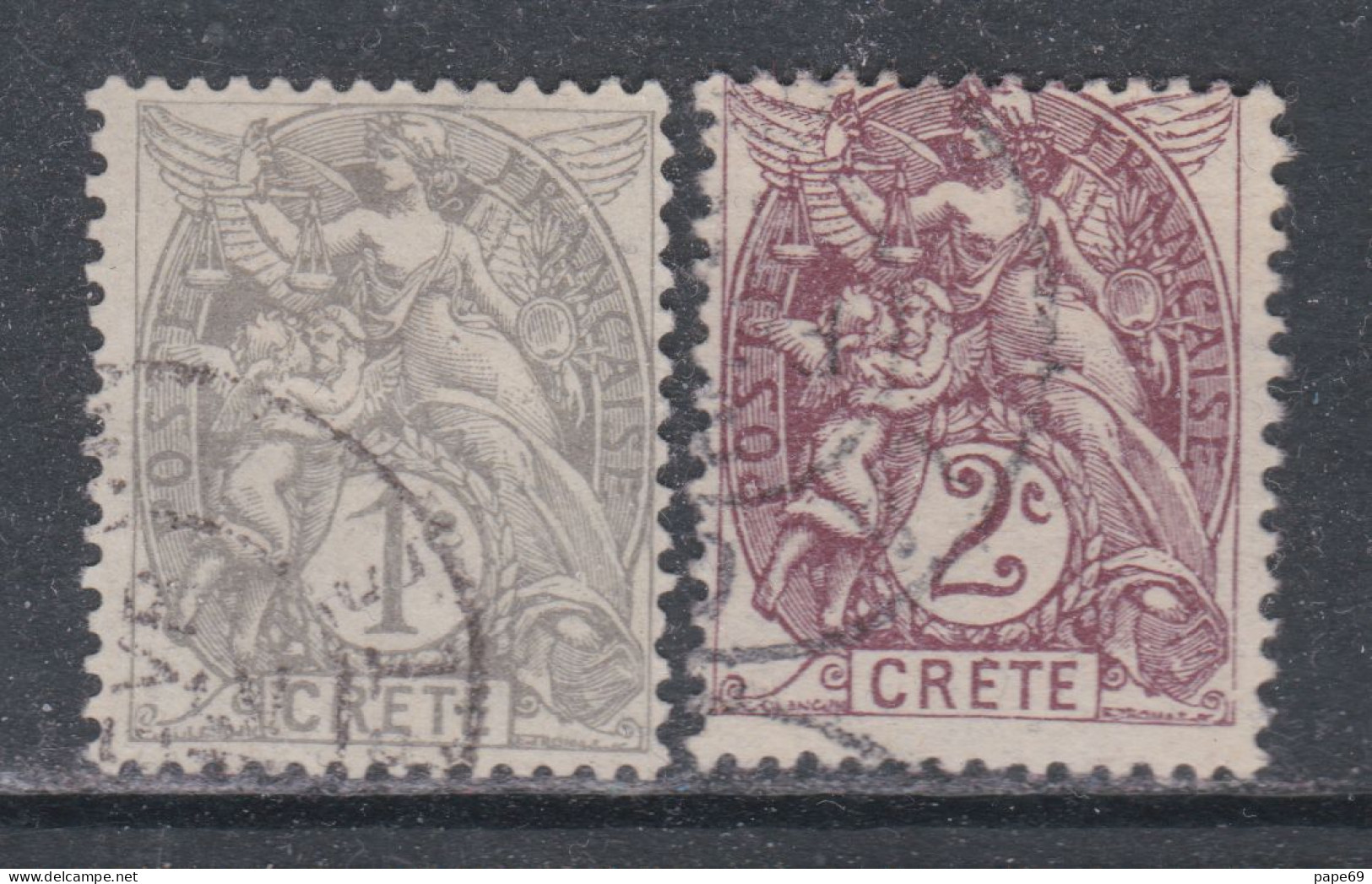 Crète N° 1 / 2 O Type Blanc, Les 2 Valeurs Oblitérées TB - Used Stamps