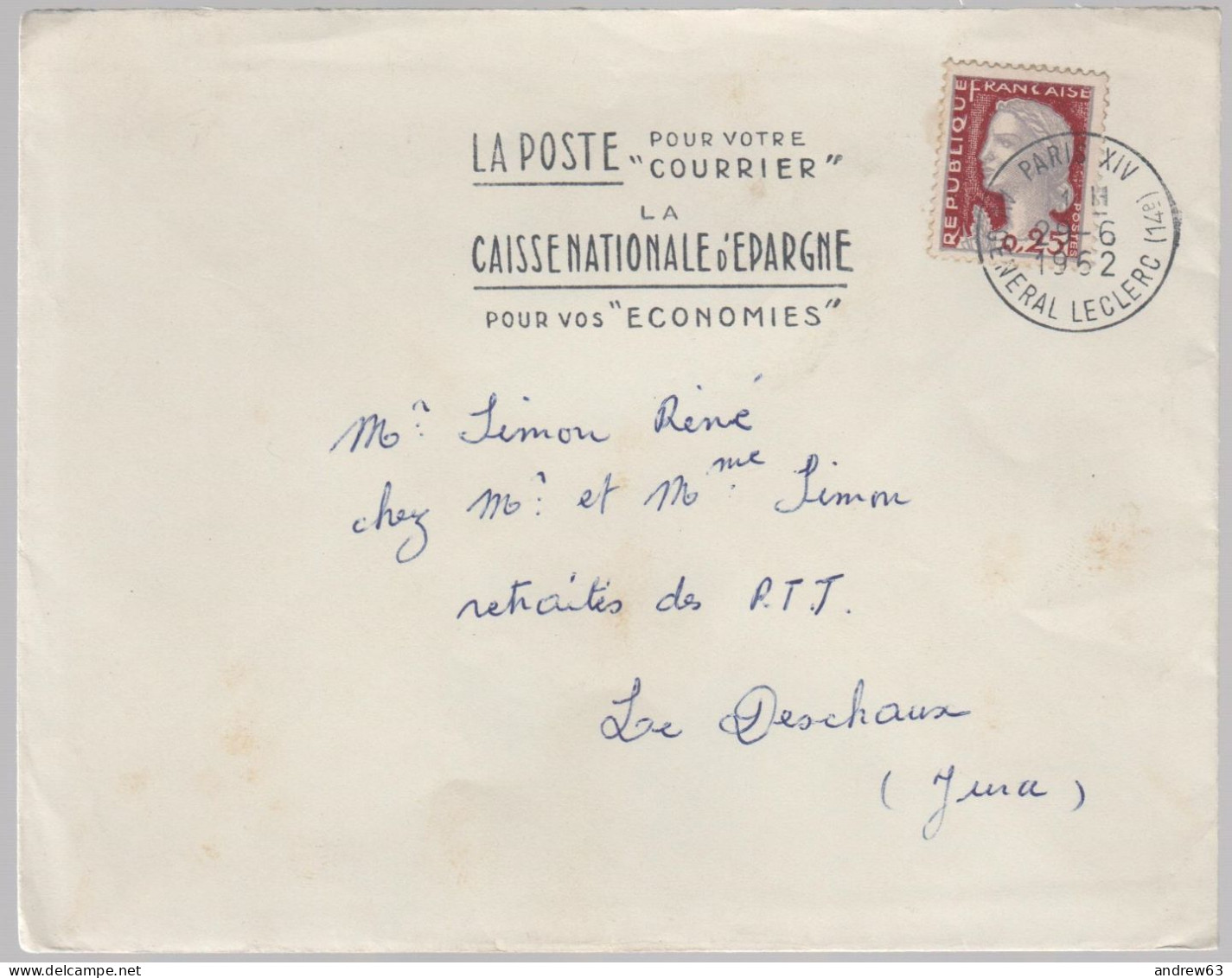 FRANCIA - France - 1962 - 0,25F Marianne De Decaris + Flamme La Poste/Caisse Nationale D'Epargne - Viaggiata Da Paris Pe - 1960 Marianne (Decaris)