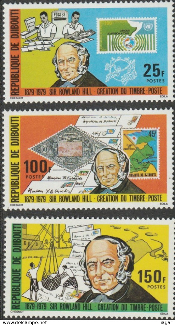 THEMATIC FAMOUS PEOPLE: ROWLAND HILL.  POSTAL ACTIVITIES   -   DJIBOUTI - Rowland Hill