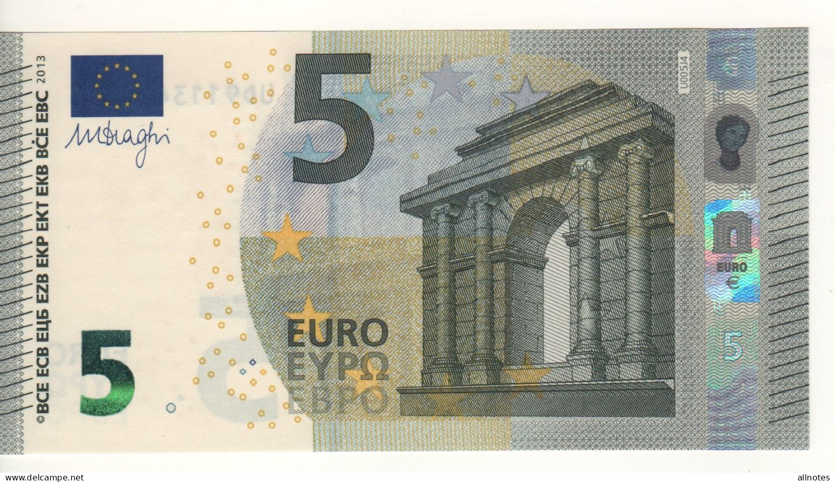 5 EURO  "France"    DRAGHI   U 005 J4    UD9113410818  /  FDS - UNC - 5 Euro