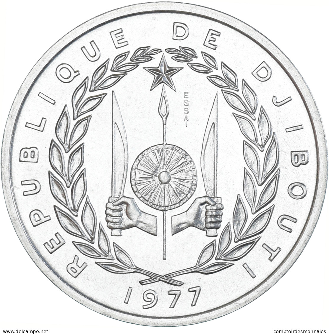 Monnaie, Djibouti, 5 Francs, 1977, Monnaie De Paris, ESSAI, FDC, Aluminium - Gibuti