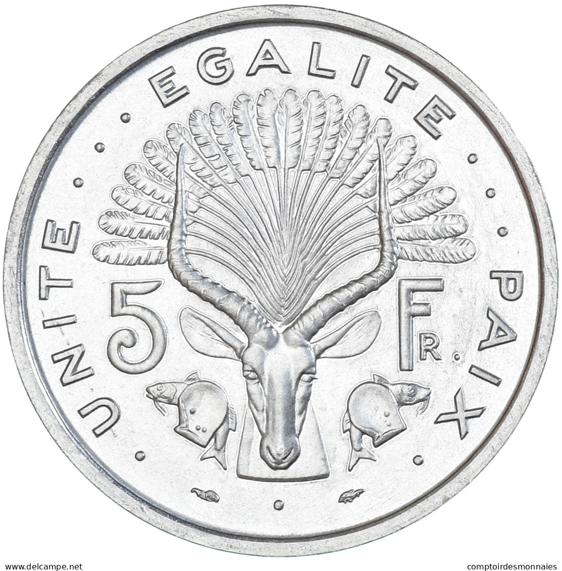 Monnaie, Djibouti, 5 Francs, 1977, Monnaie De Paris, ESSAI, FDC, Aluminium - Djibouti
