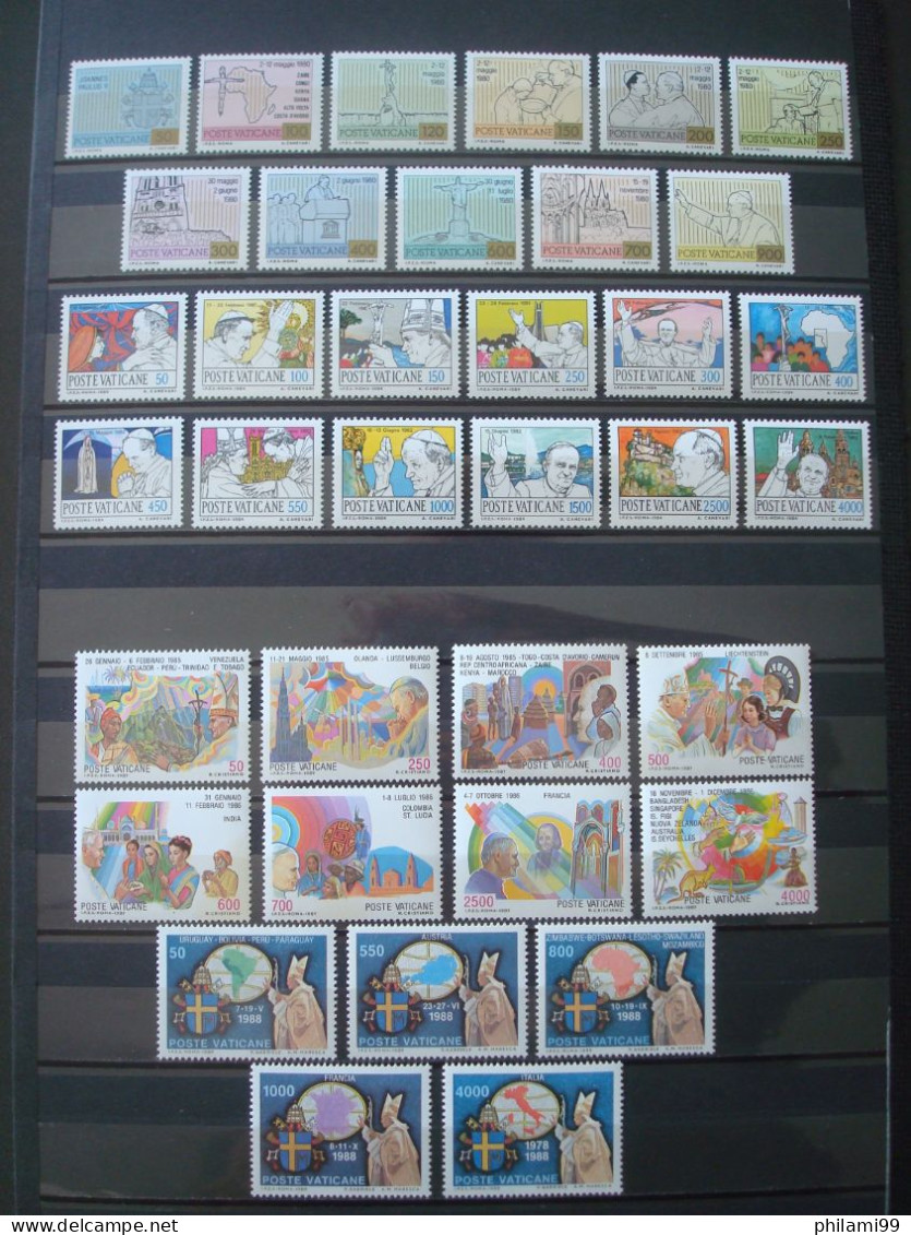 VATICAN MNH** 14 SETS TRIPS OF JP II / HIGH FACE VALUE / 3 SCANS - Colecciones