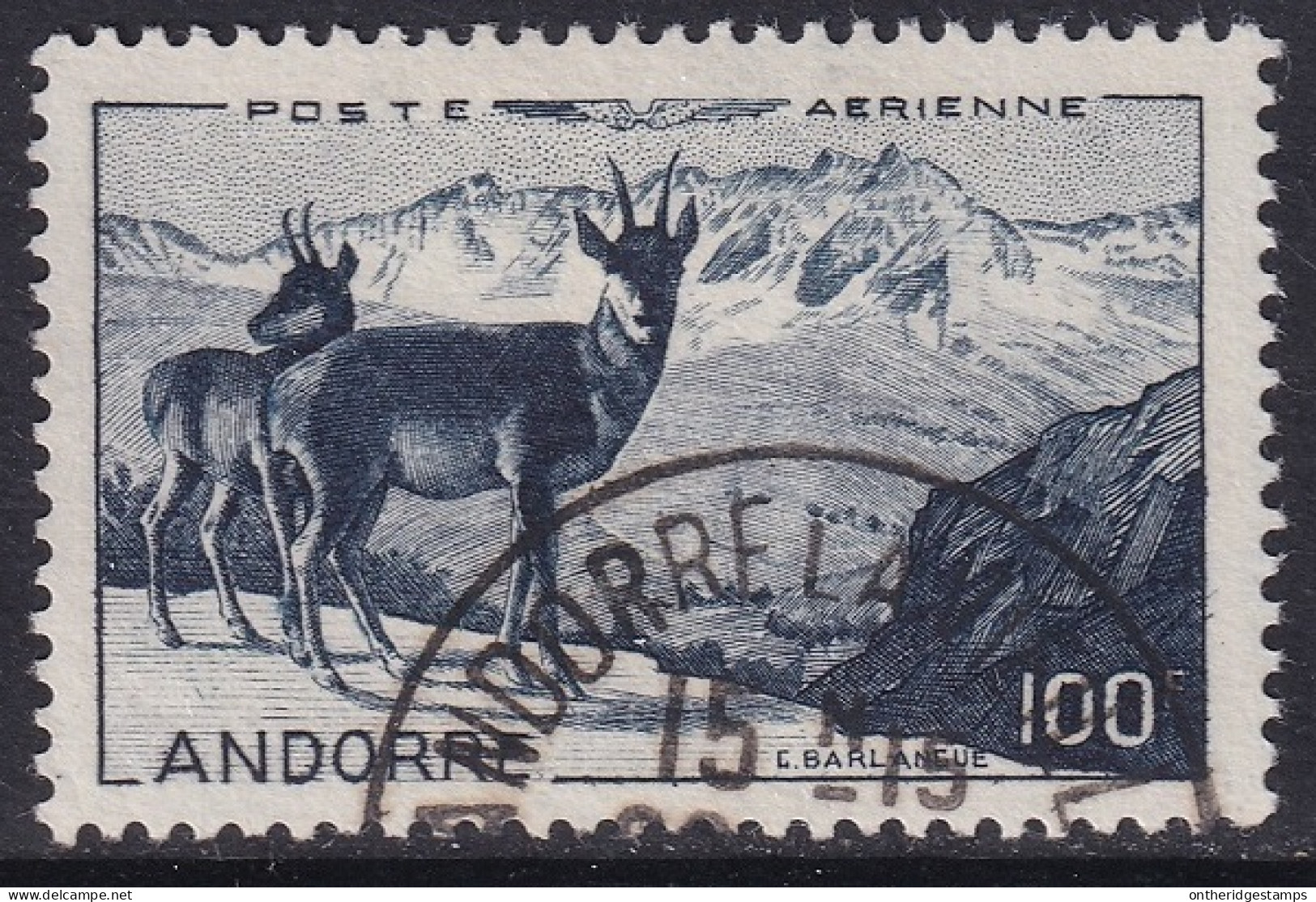 Andorra French 1950 Sc C1 Andorre PA1 Air Post Used - Poste Aérienne