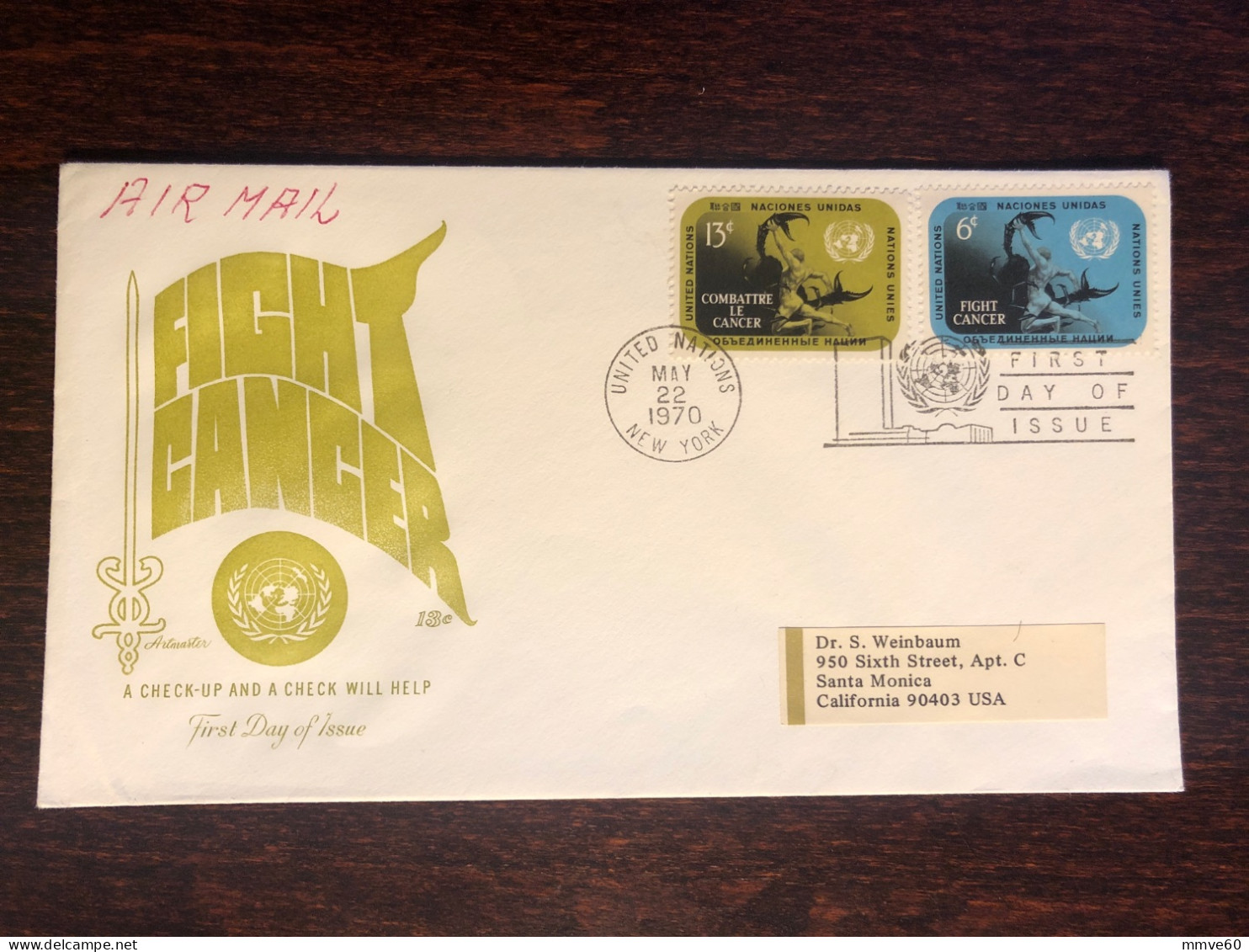 UN UNO UNITED NATIONS FDC 1970 YEAR FIGHT CANCER HEALTH MEDICINE - Briefe U. Dokumente