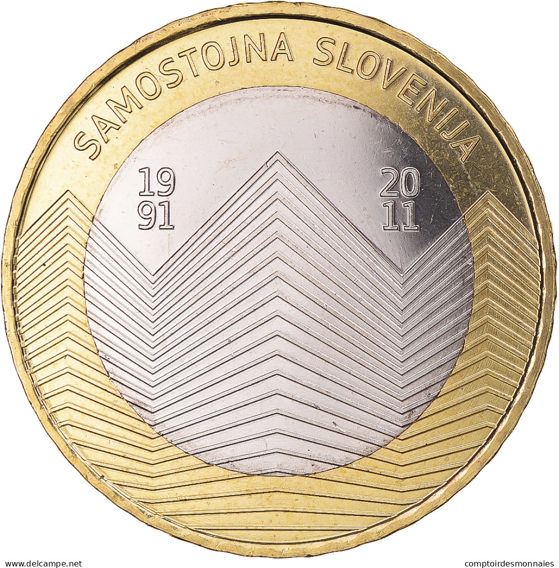 Slovénie, 3 Euro, 2011, Samostonjna Slovenia, SUP+, Bimétallique - Slovenië