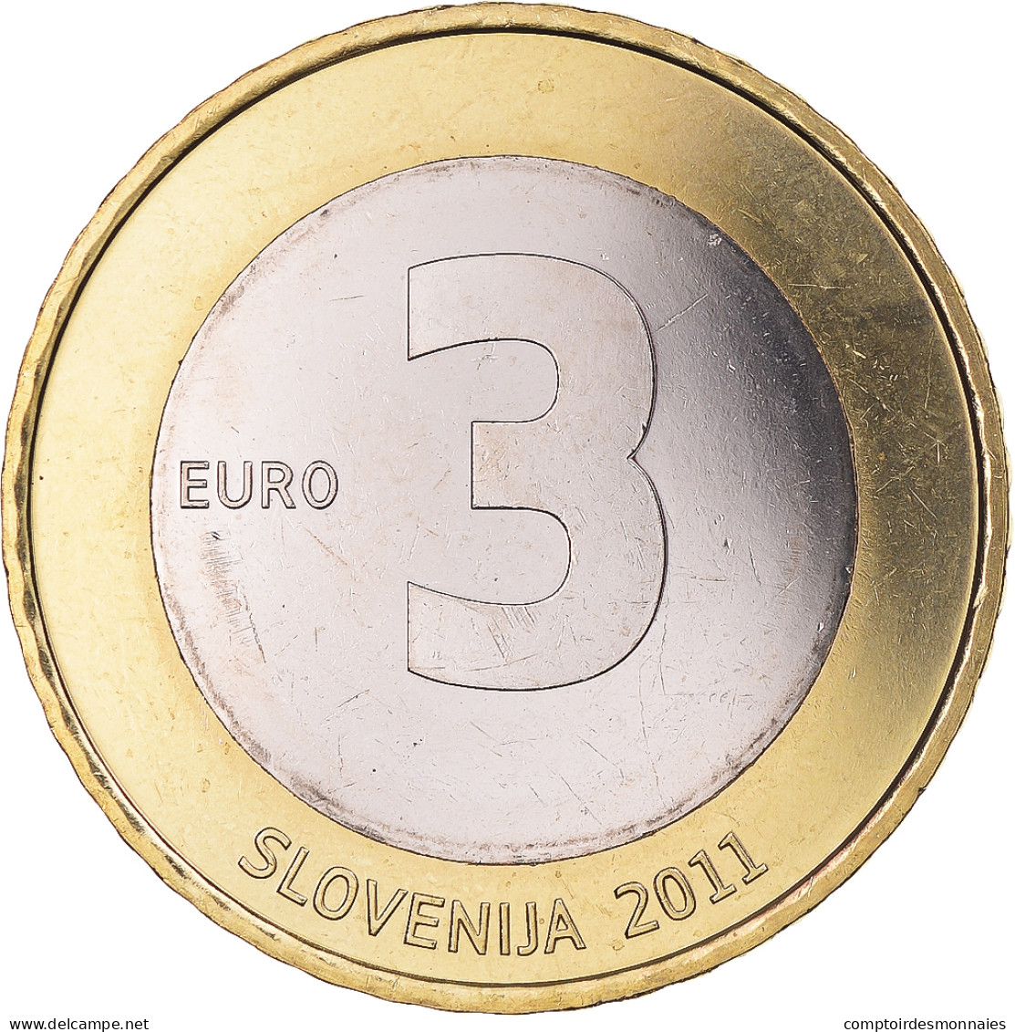 Slovénie, 3 Euro, 2011, Samostonjna Slovenia, SUP+, Bimétallique - Slovénie