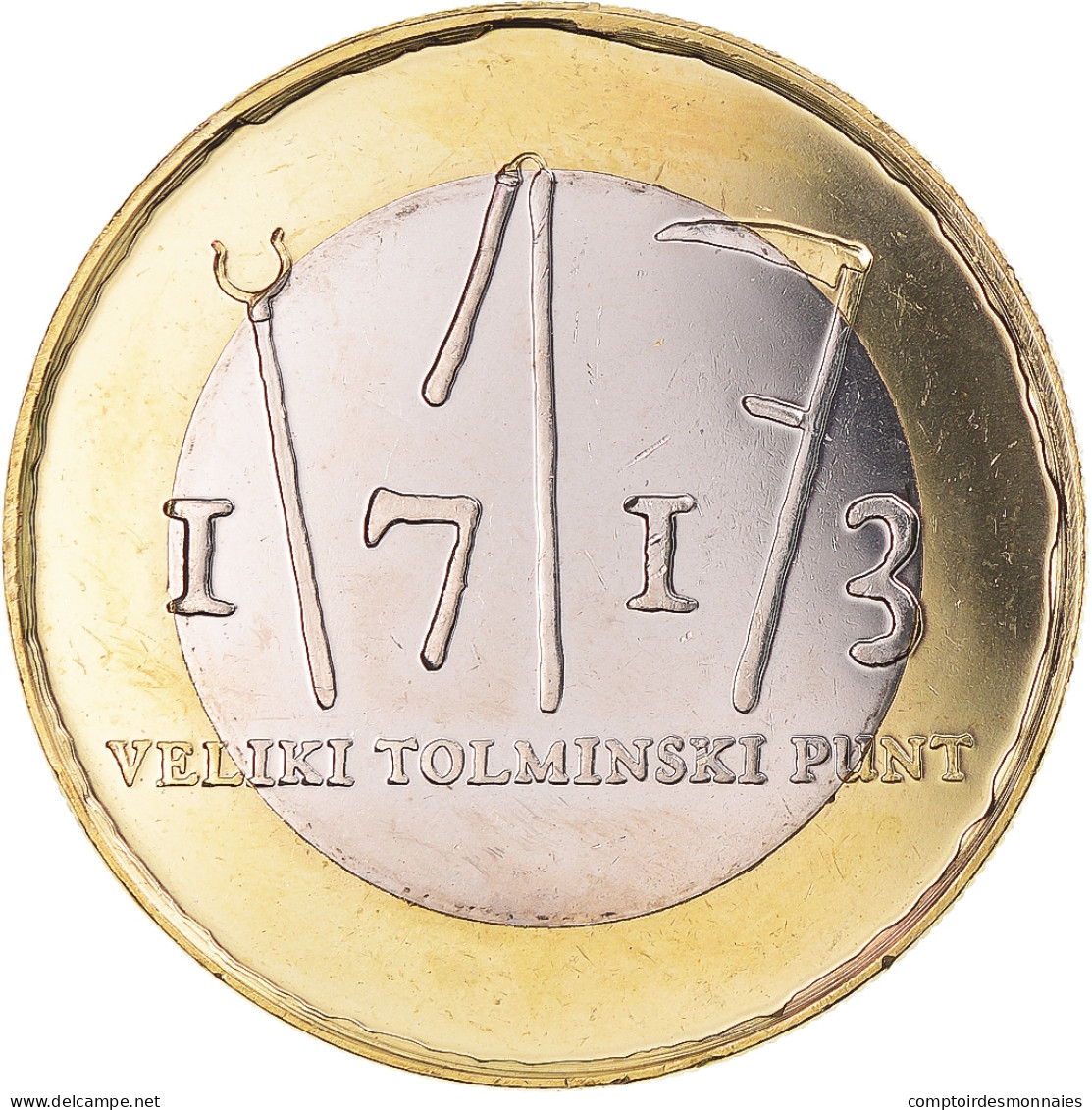 Slovénie, 3 Euro, 2013, 1713 VELIKI TOLMONSKI PUNT, SUP+, Bimétallique - Slovénie