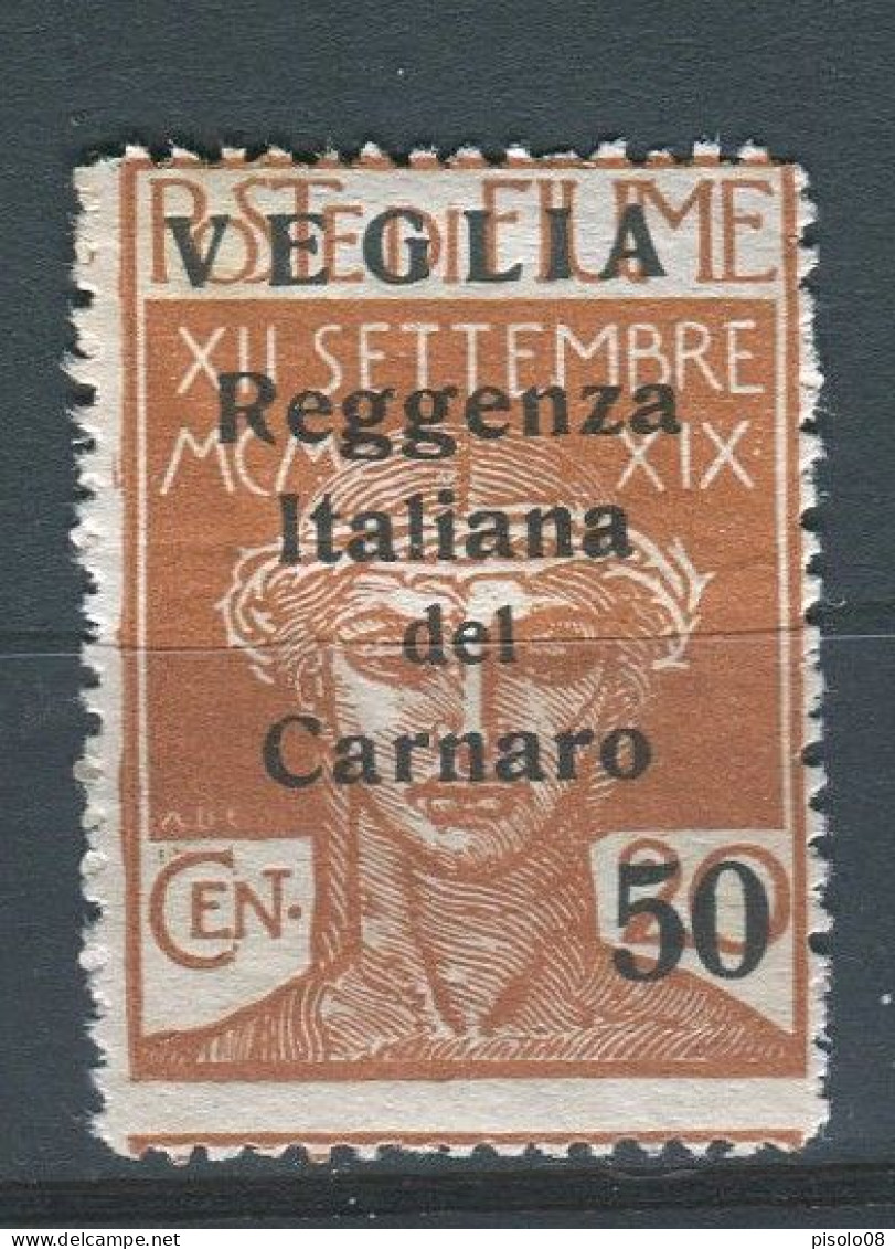 VEGLIA 1920 FRANCOBOLLI DI FIUME SOP.TI VEGLIA 50 SU 20 C. ** MNH - Arbe & Veglia