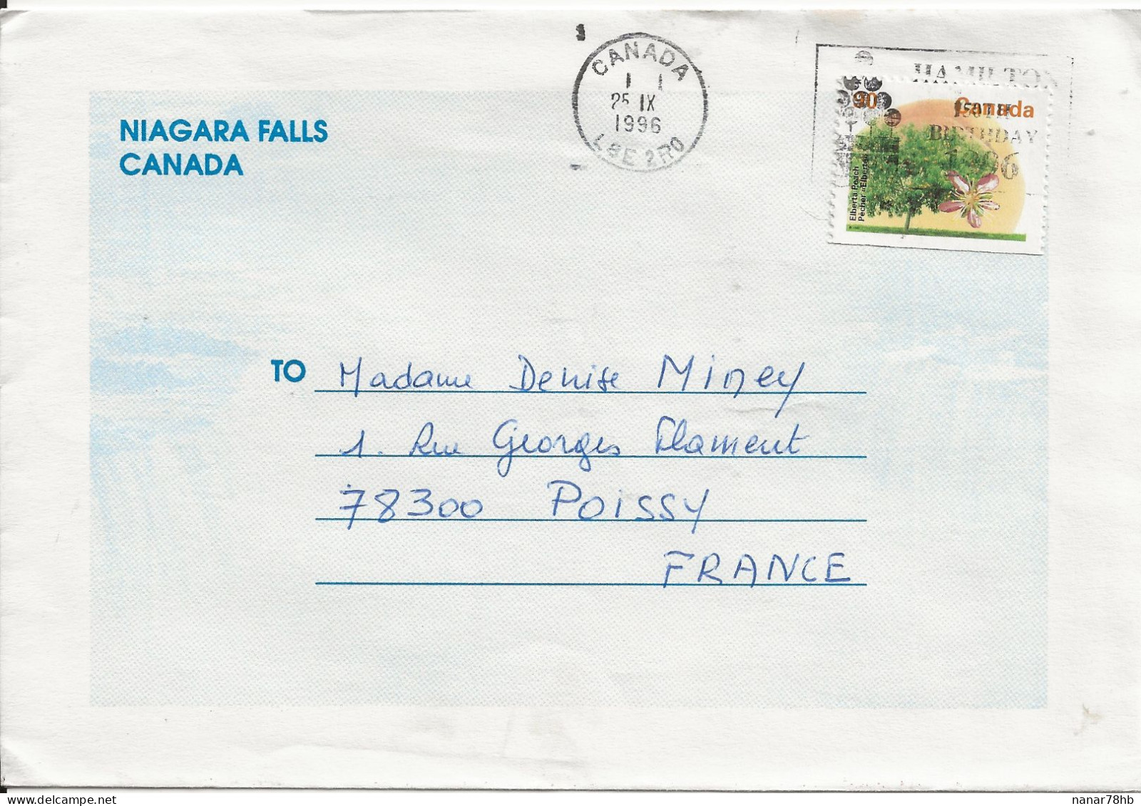 Lettre Du 25/09/1996 Avec Timbre Pêcher - Covers & Documents