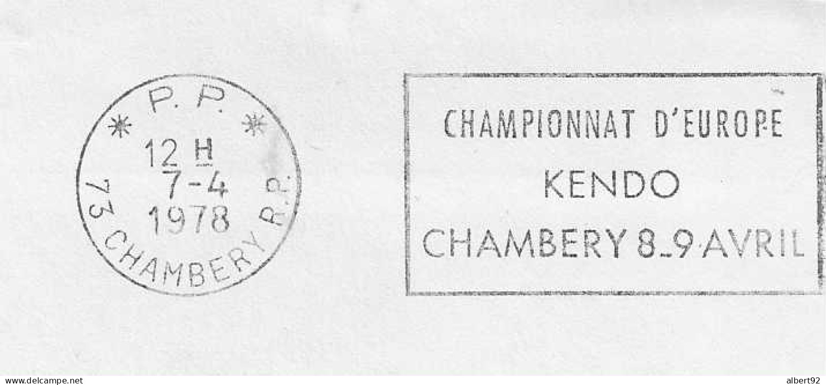 1978 Championnat D'Europe De Kendo (Escrime Japonaise) à  Chambéry Lettre Avec Flamme Postale Port Payé (PP Dans Dateur) - Non Classés