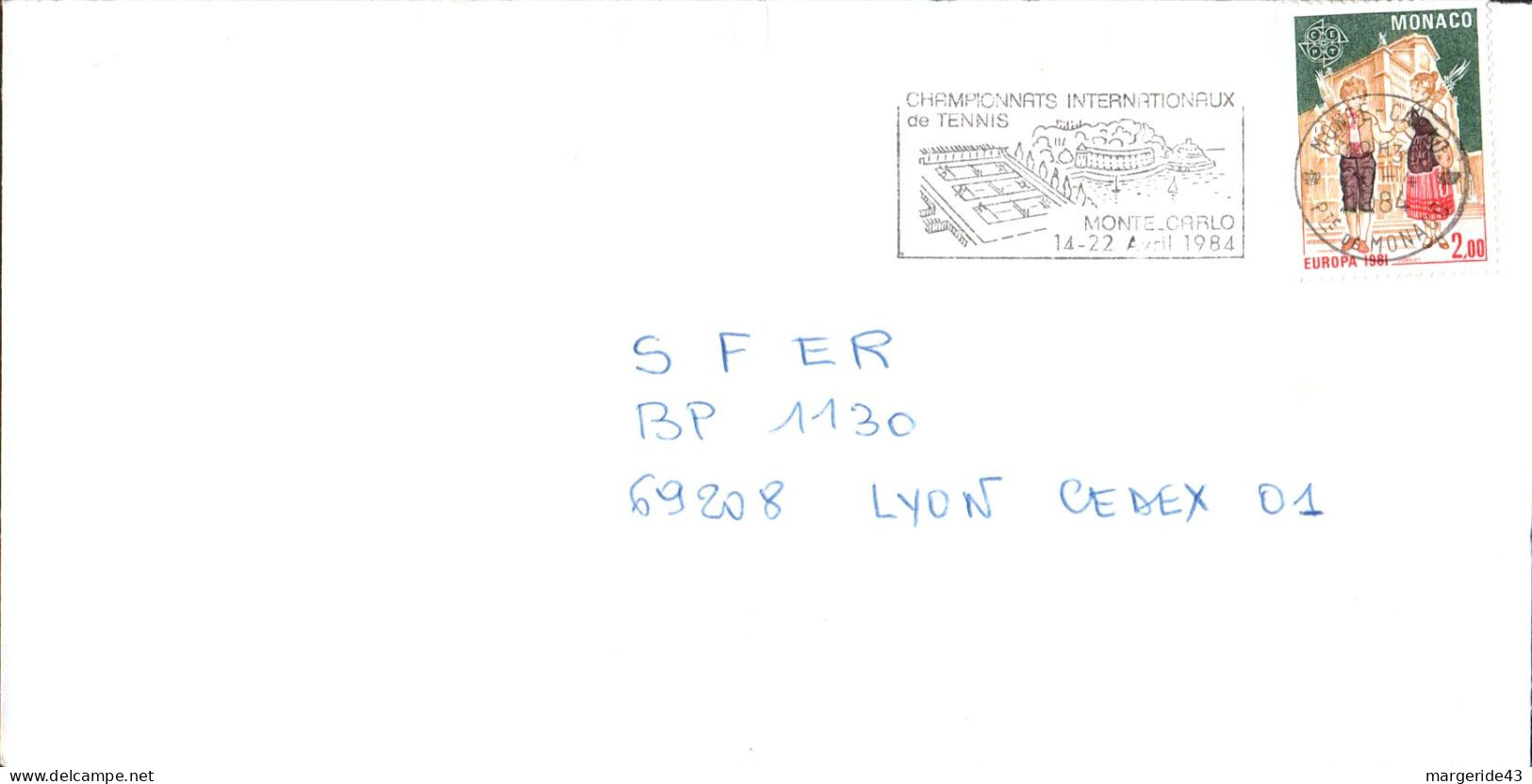 MONACO SEUL SUR LETTRE POUR LA FRANCE 1984 - Storia Postale