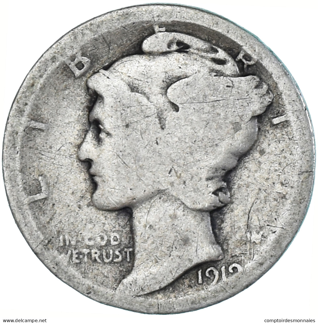 Monnaie, États-Unis, Mercury Dime, Dime, 1919, U.S. Mint, Philadelphie, B+ - 1916-1945: Mercury